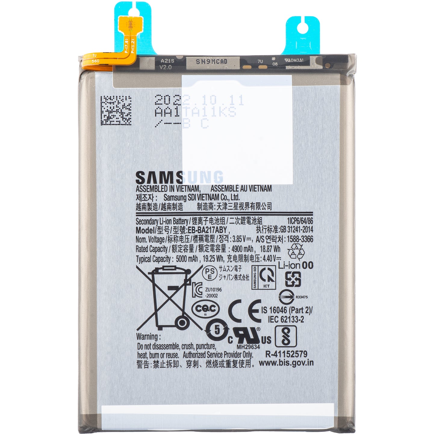 Batéria Samsung Galaxy A13 A137 / A04s A047 / A13 A135 / A13 5G A136 / A12 Nacho A127, EB-BA217ABY, servisný balík GH82-22989A