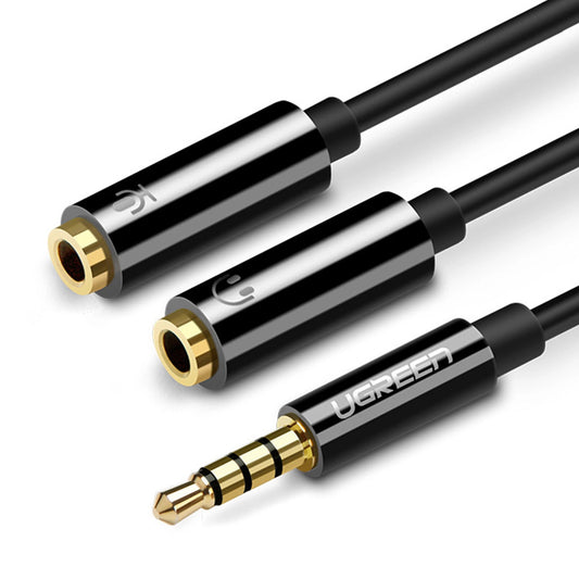 Audio Adapter 3.5mm - 2 x 3.5mm UGREEN AV141, 0.2m, Black