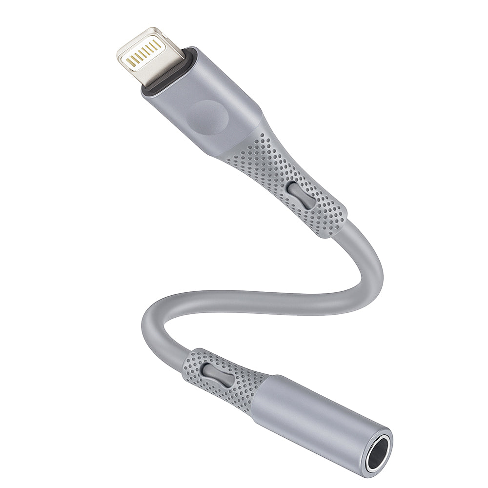 Lightning to 3.5mm Techsuit AC2 SoundFlex Audio Adapter, Gray