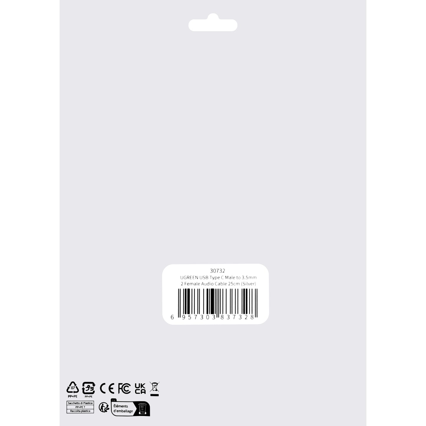 Audio adaptér Splitter USB-C - 2 x 3.5mm UGREEN AV144 2in1, 0.20m, Sivý