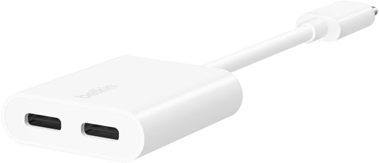 Audio adaptér USB-C - USB-C / USB-C Belkin RockStar, biely F7U081btWH