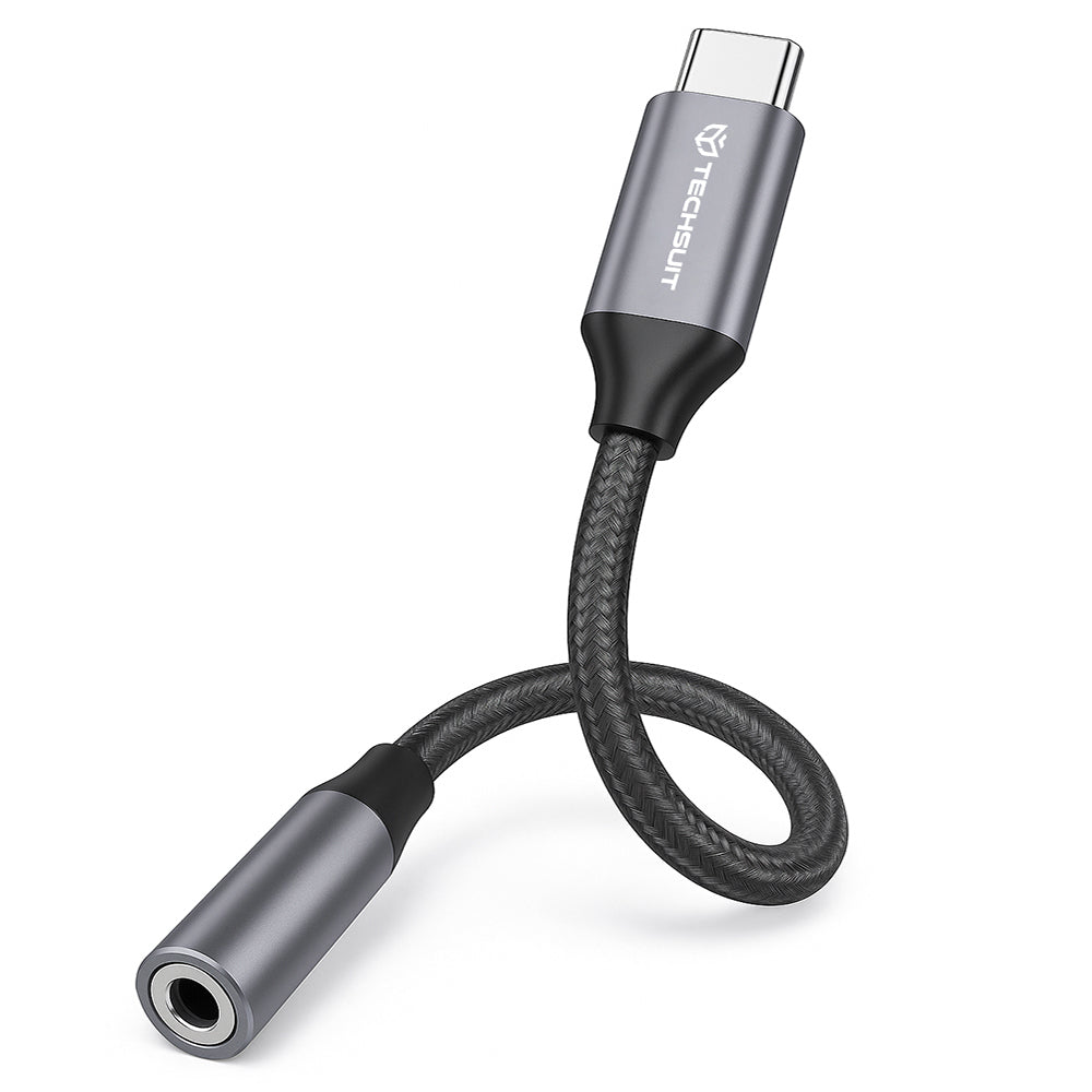 Audio adaptér USB-C - 3.5mm Techsuit AC12 FuseXound, Sivý, Sada 2 kusy