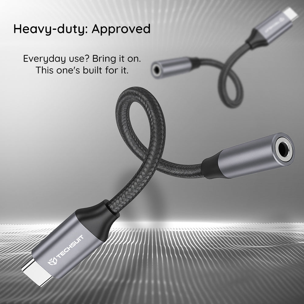 Audio adaptér USB-C - 3.5mm Techsuit AC12 FuseXound, Sivý, Sada 2 kusy