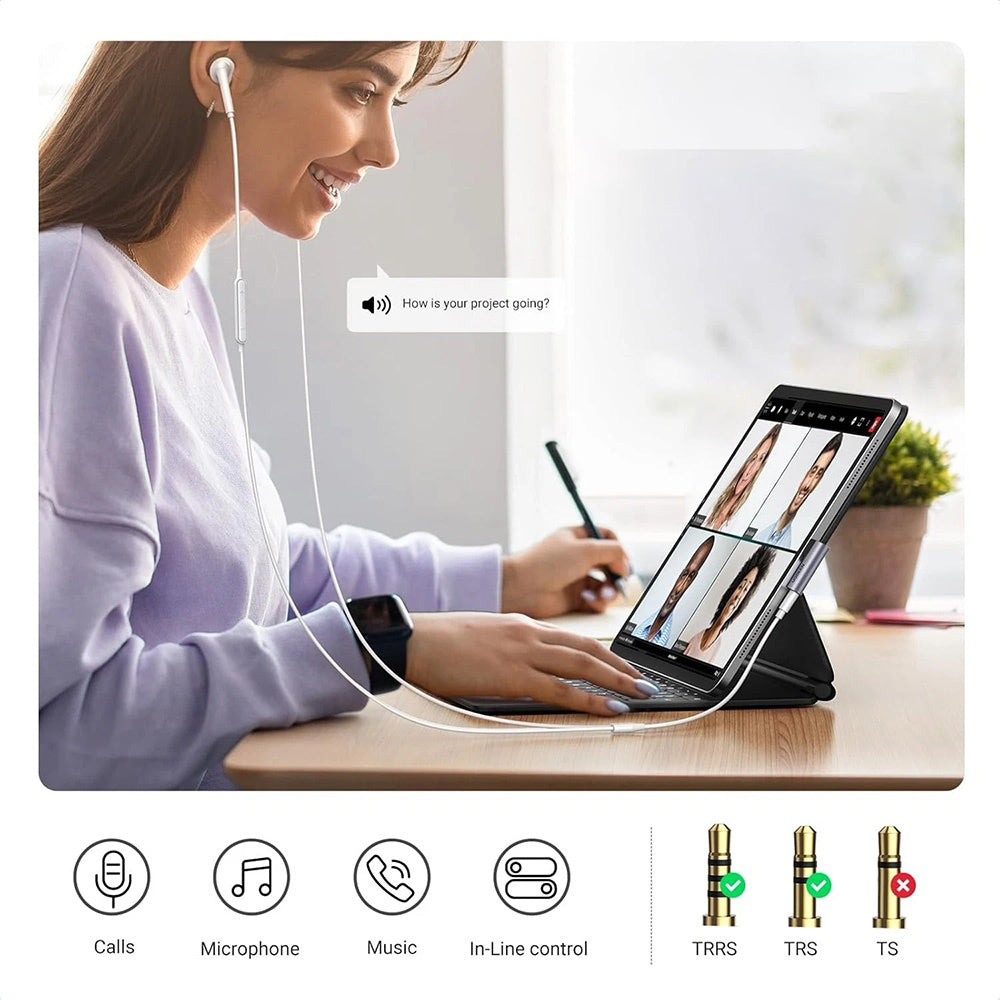 Audio adaptér USB-C - 3.5mm UGREEN CM460 (20194) uhlový, sivý