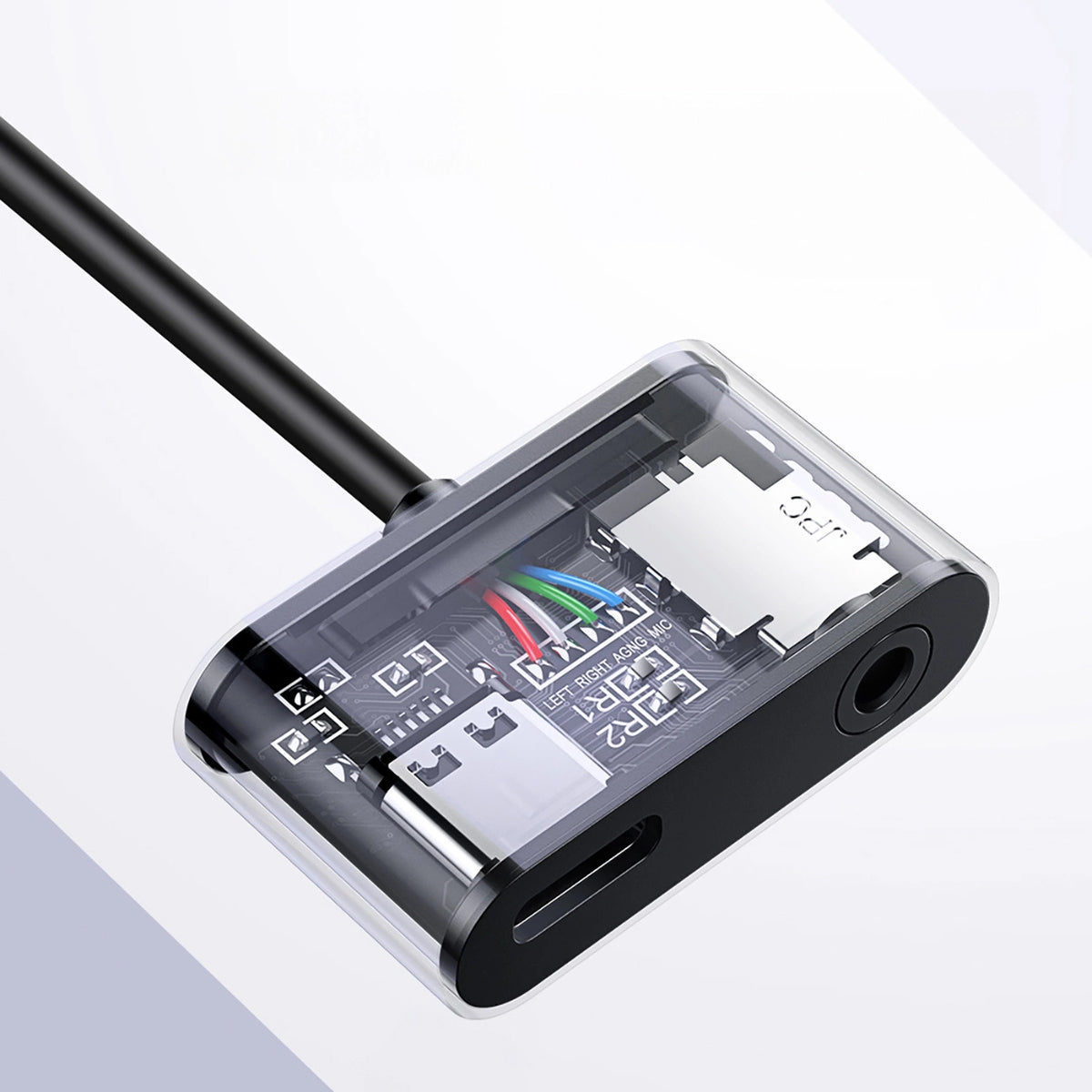 Audio adaptér USB-C - 3.5mm / USB-C UGREEN CM193, Sivý