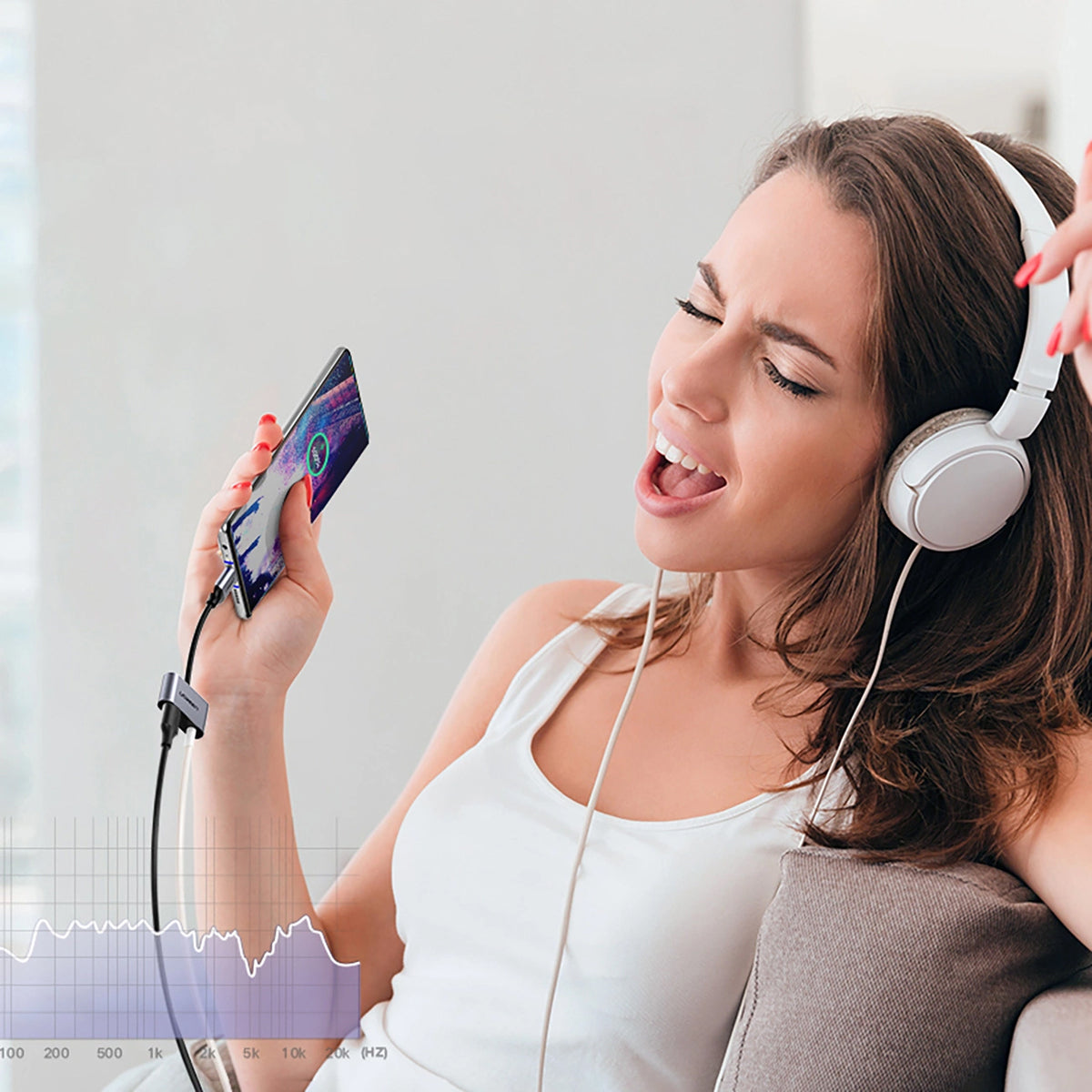 Audio adaptér USB-C - 3.5mm / USB-C UGREEN CM193, Sivý