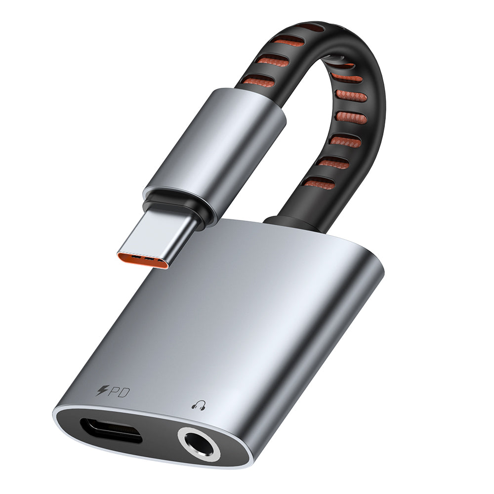 Audio adaptér USB-C - USB-C / 3.5mm McDodo CA-3120, Sivý