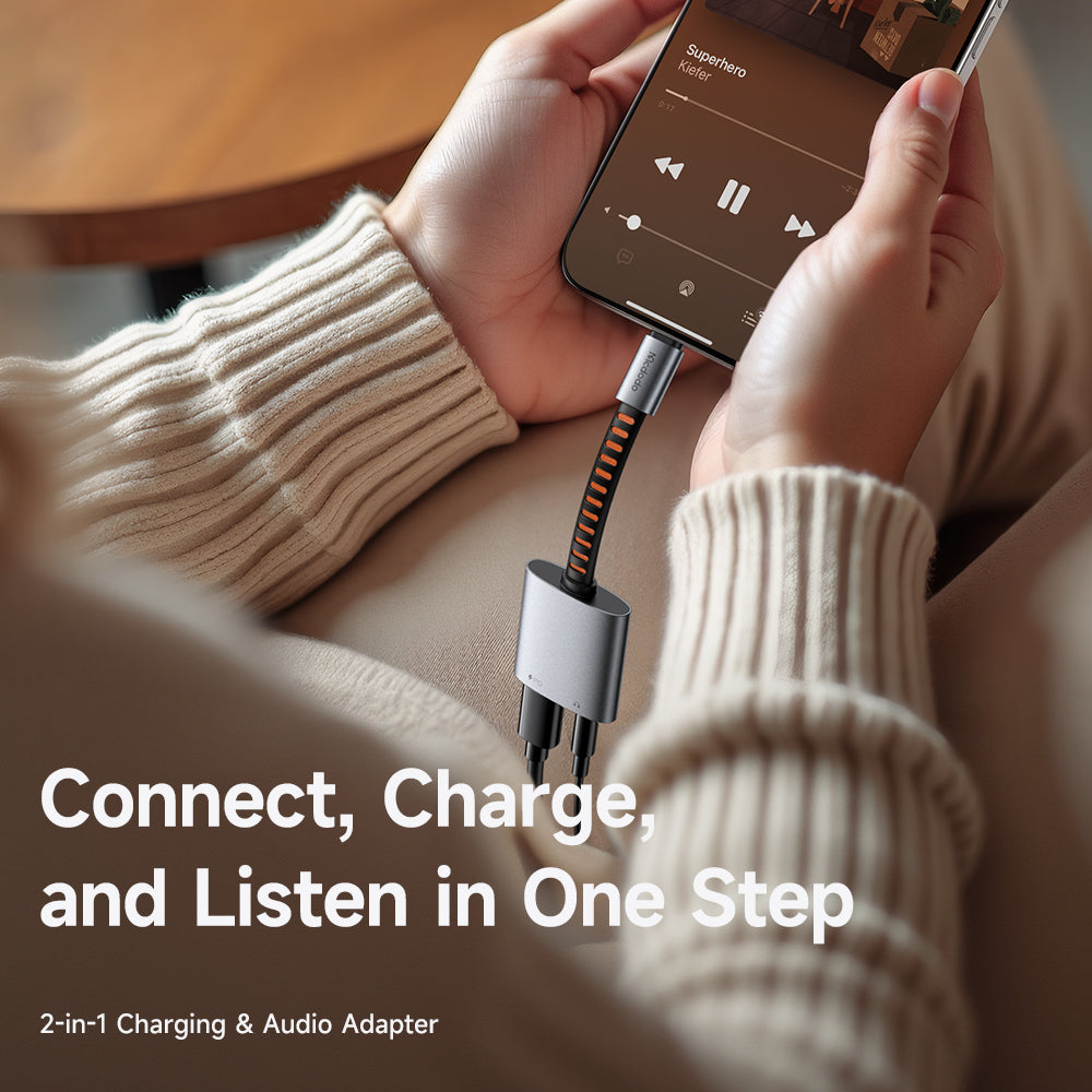 Audio adaptér USB-C - USB-C / 3.5mm McDodo CA-3120, Sivý