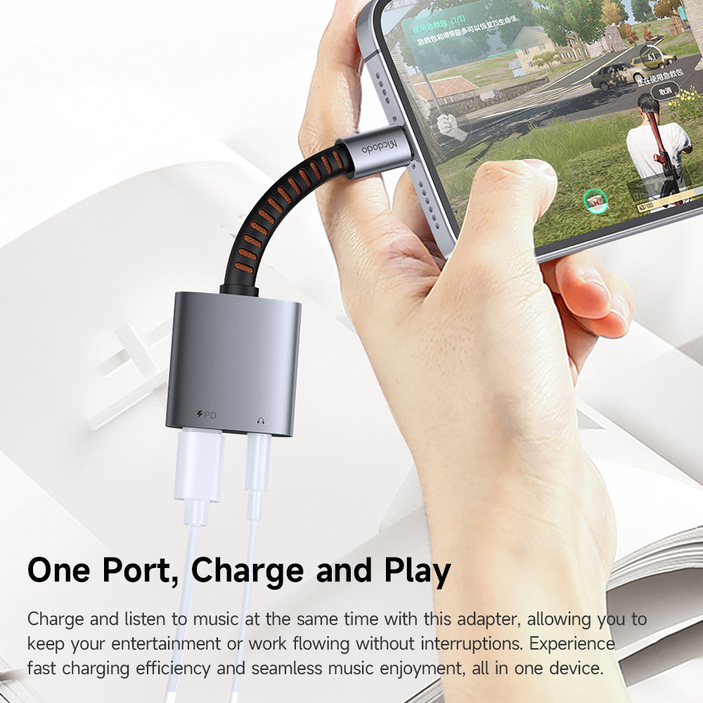 Audio adaptér USB-C - USB-C / 3.5mm McDodo CA-3120, Sivý