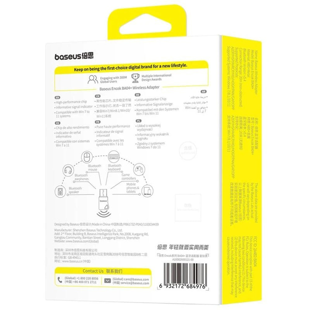 Bluetooth USB adaptér Baseus Encok BA04+, Čierny A10082600121-00
