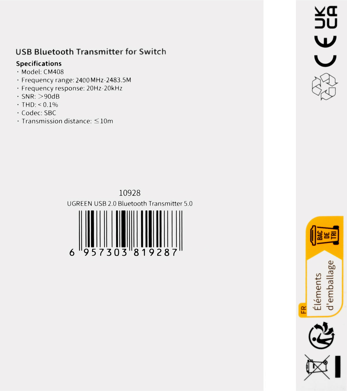 Bluetooth USB adaptér UGREEN CM408, čierny