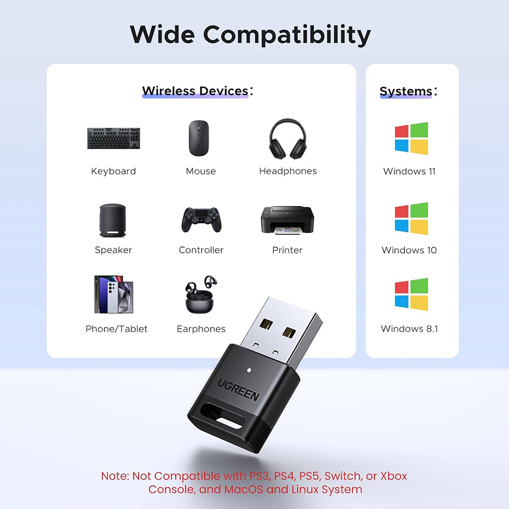 Bluetooth USB adaptér UGREEN CM748 (45134), Čierny
