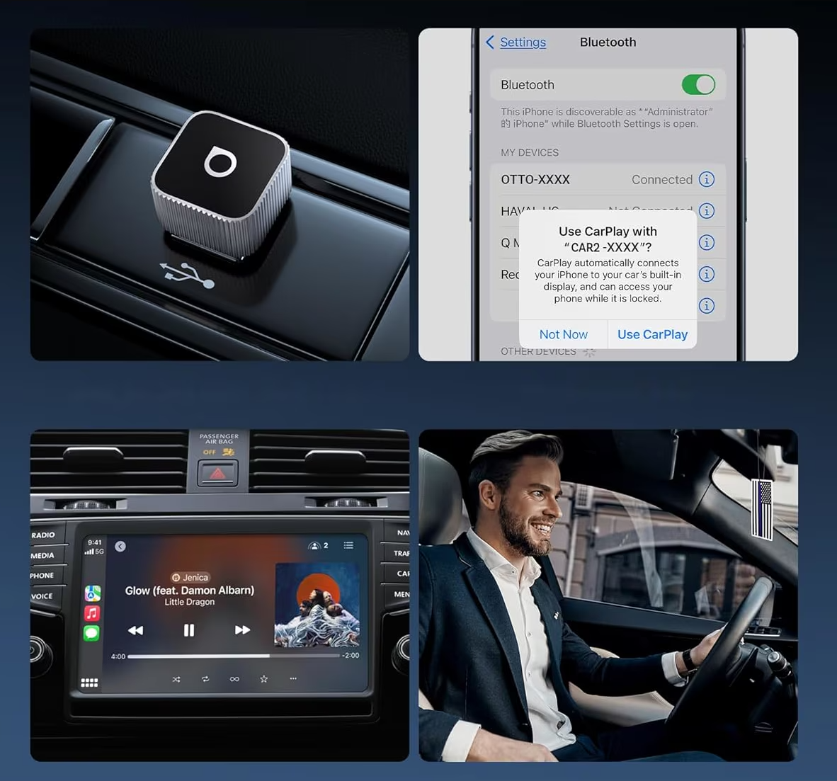 Adaptér Carplay / Android Auto Wireless Ottocast Mini Cube Style B pre Apple iPhone / Android Series CP88-T2