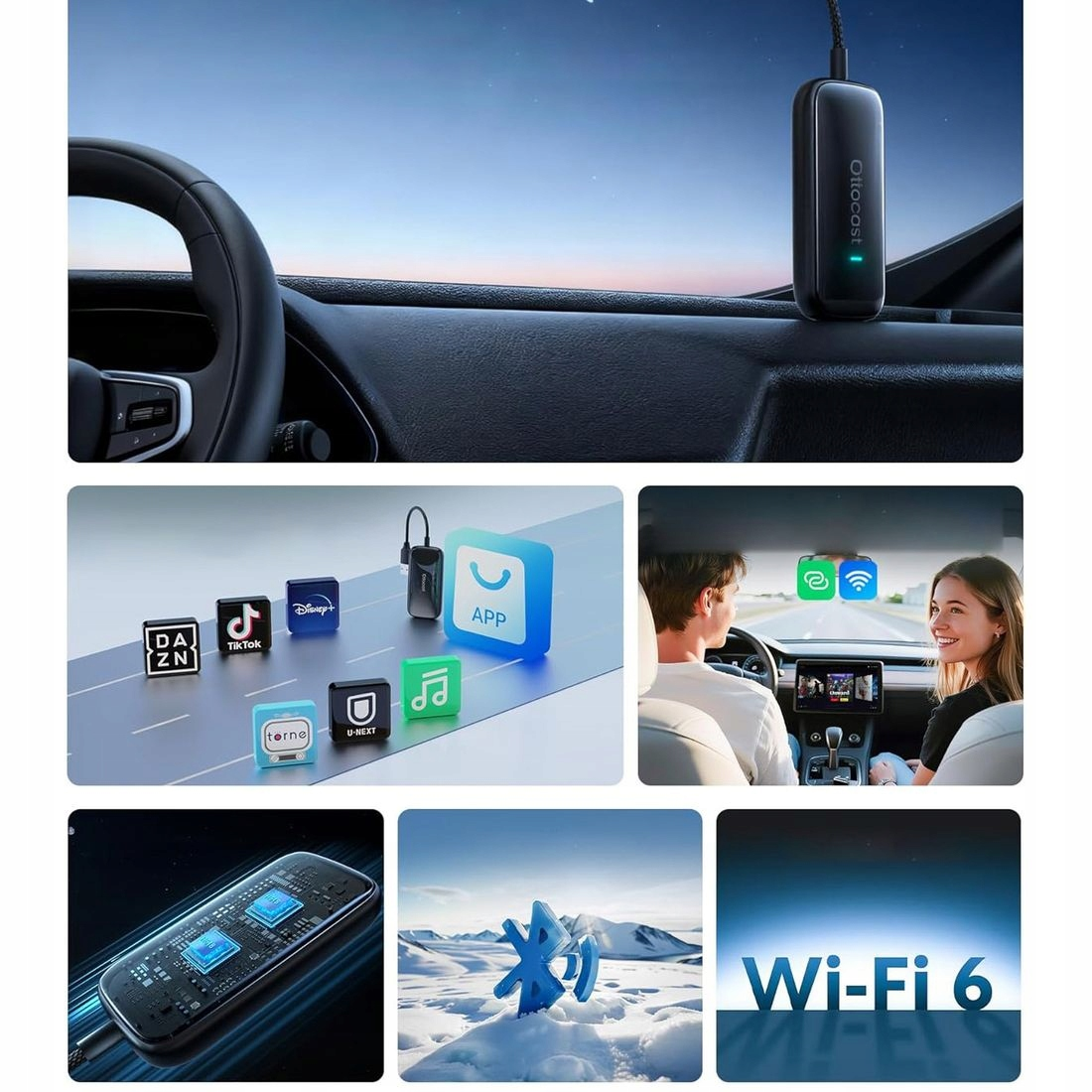 Bezdrôtový adaptér Carplay / Android Auto Ottocast Play2Video Ultra pre Apple iPhone / Android Series CA515-T