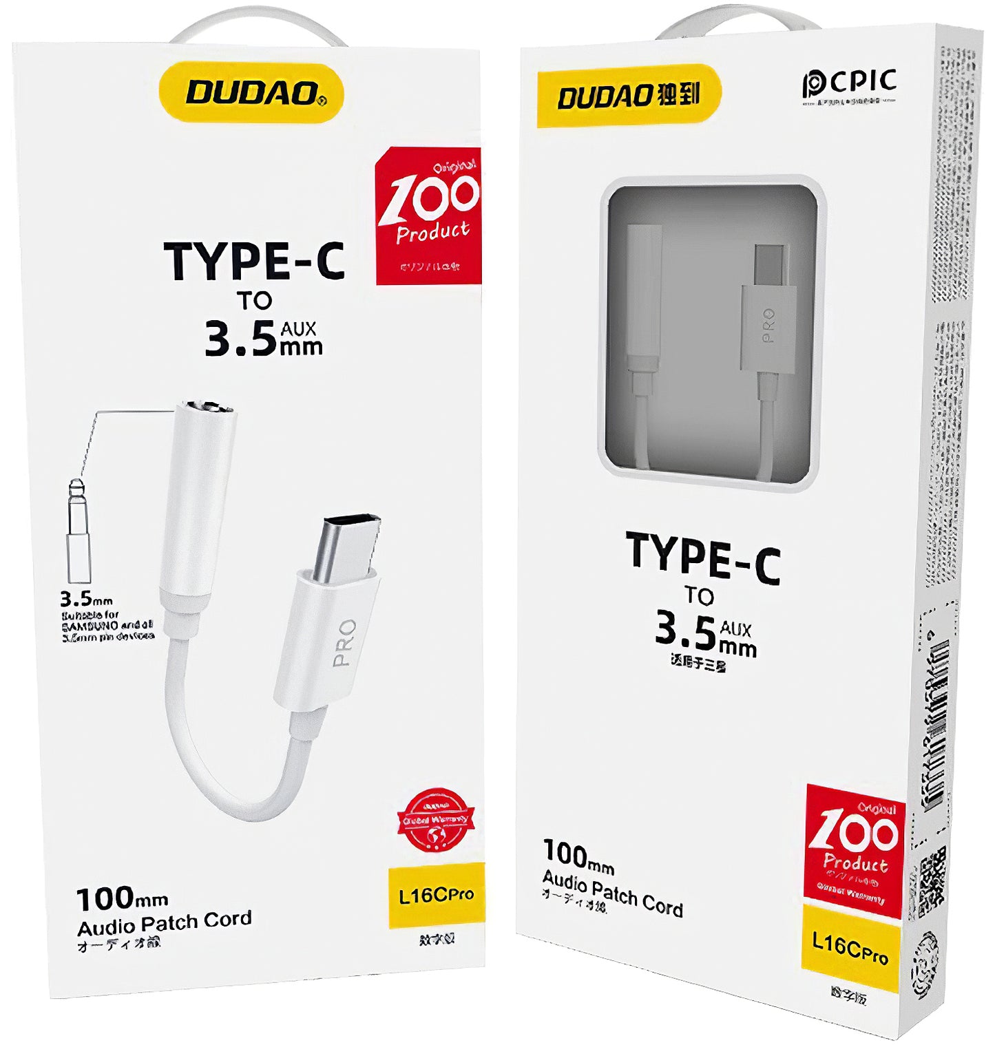 Audio adaptér USB-C - 3.5mm Dudao L16CPro, Biely