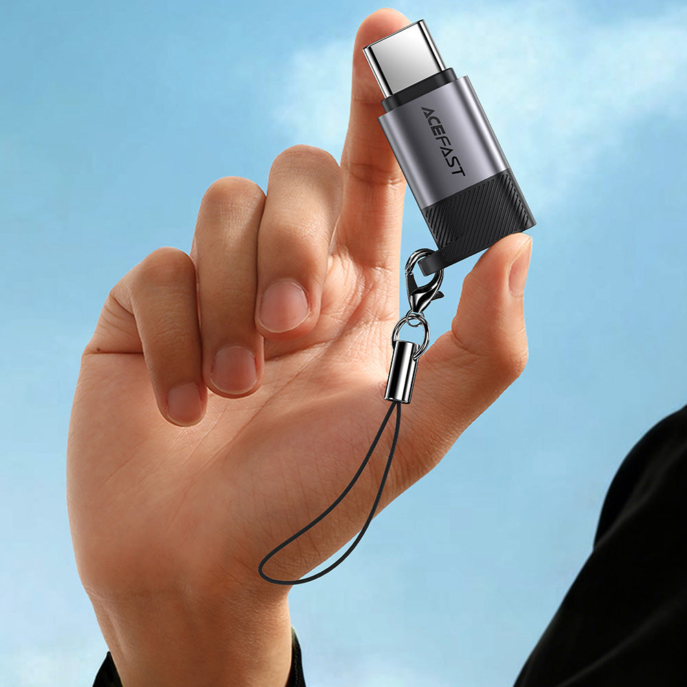 Adaptér pre dáta a nabíjanie Lightning - USB-C Acefast J19, Sivý
