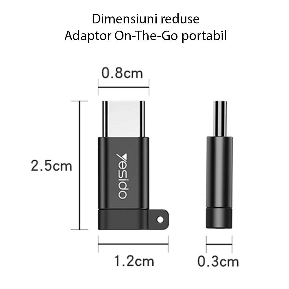 Adaptér pre dáta a nabíjanie microUSB - USB-C Yesido GS04, čierny