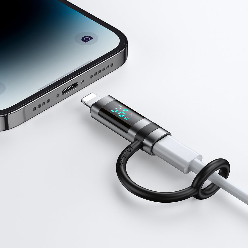Adaptér pre dáta a nabíjanie USB-C - Lightning McDodo OT-2610 Pigeon Display, čierny