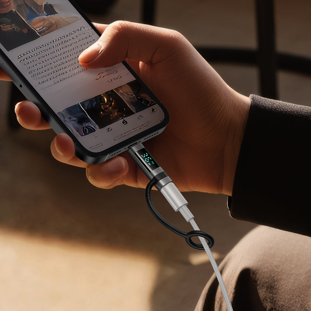Adaptér pre dáta a nabíjanie USB-C - Lightning McDodo OT-2610 Pigeon Display, čierny