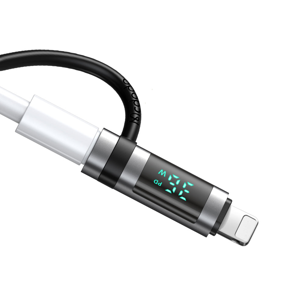 Adaptér pre dáta a nabíjanie USB-C - Lightning McDodo OT-2610 Pigeon Display, čierny