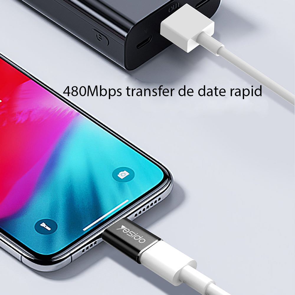 Adaptér pre dáta a nabíjanie USB-C - Lightning Yesido GS03, čierny