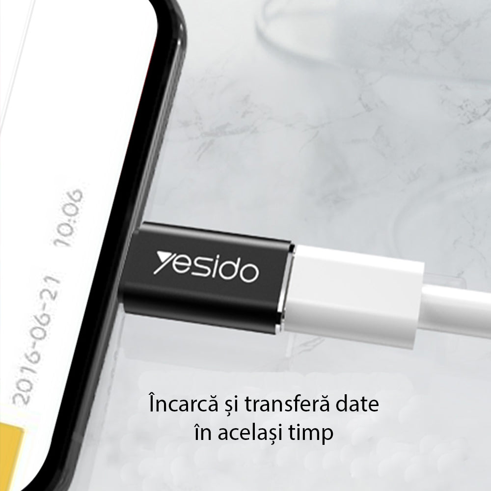 Adaptér pre dáta a nabíjanie USB-C - Lightning Yesido GS03, čierny