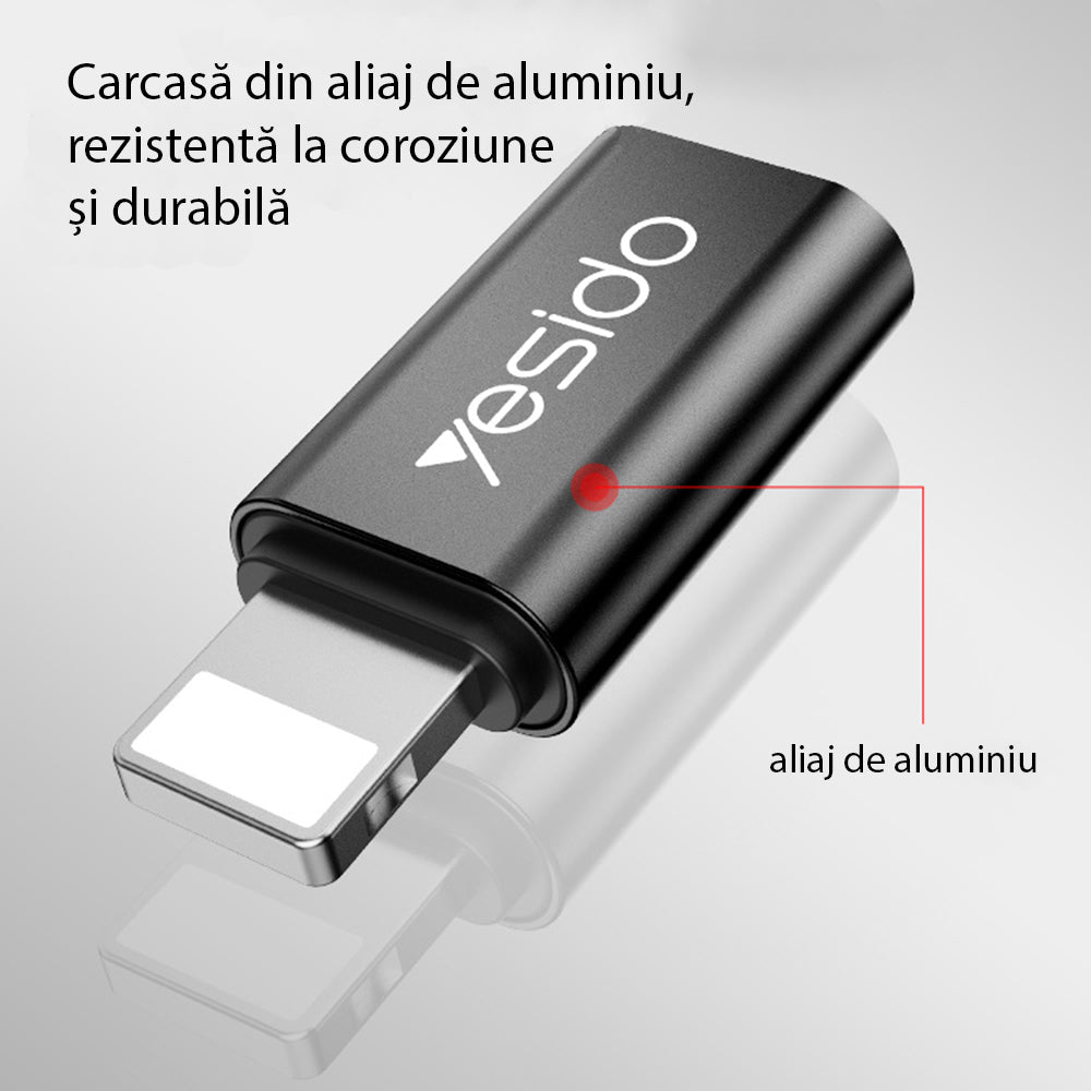 Adaptér pre dáta a nabíjanie USB-C - Lightning Yesido GS03, čierny