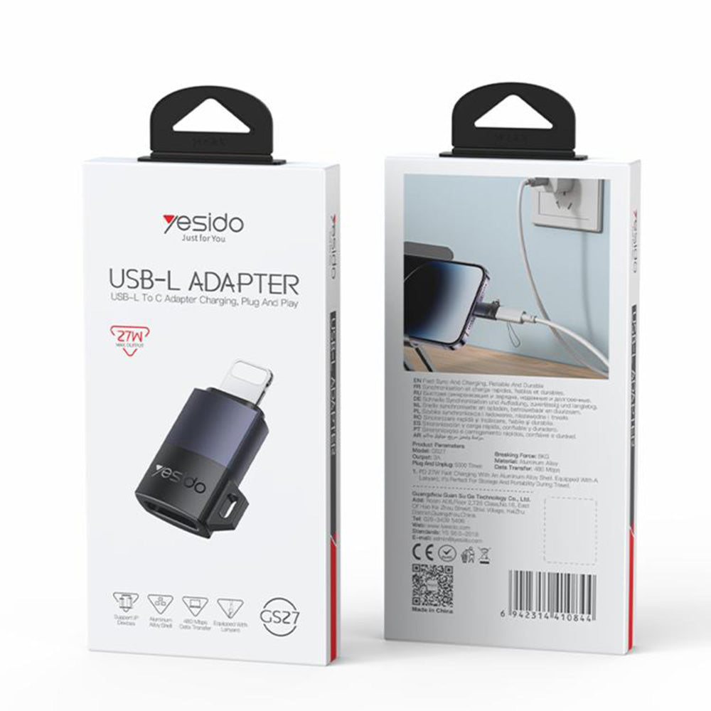 Adaptér pre dáta a nabíjanie USB-C - Lightning Yesido GS27, Sivý