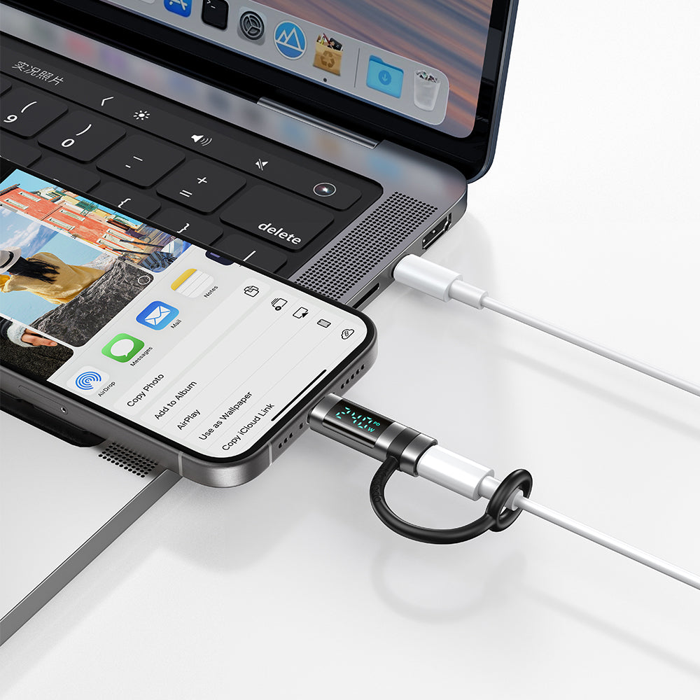 Adaptér pre dáta a nabíjanie USB-C - USB-C McDodo OT-2620 Pigeon Display, čierny