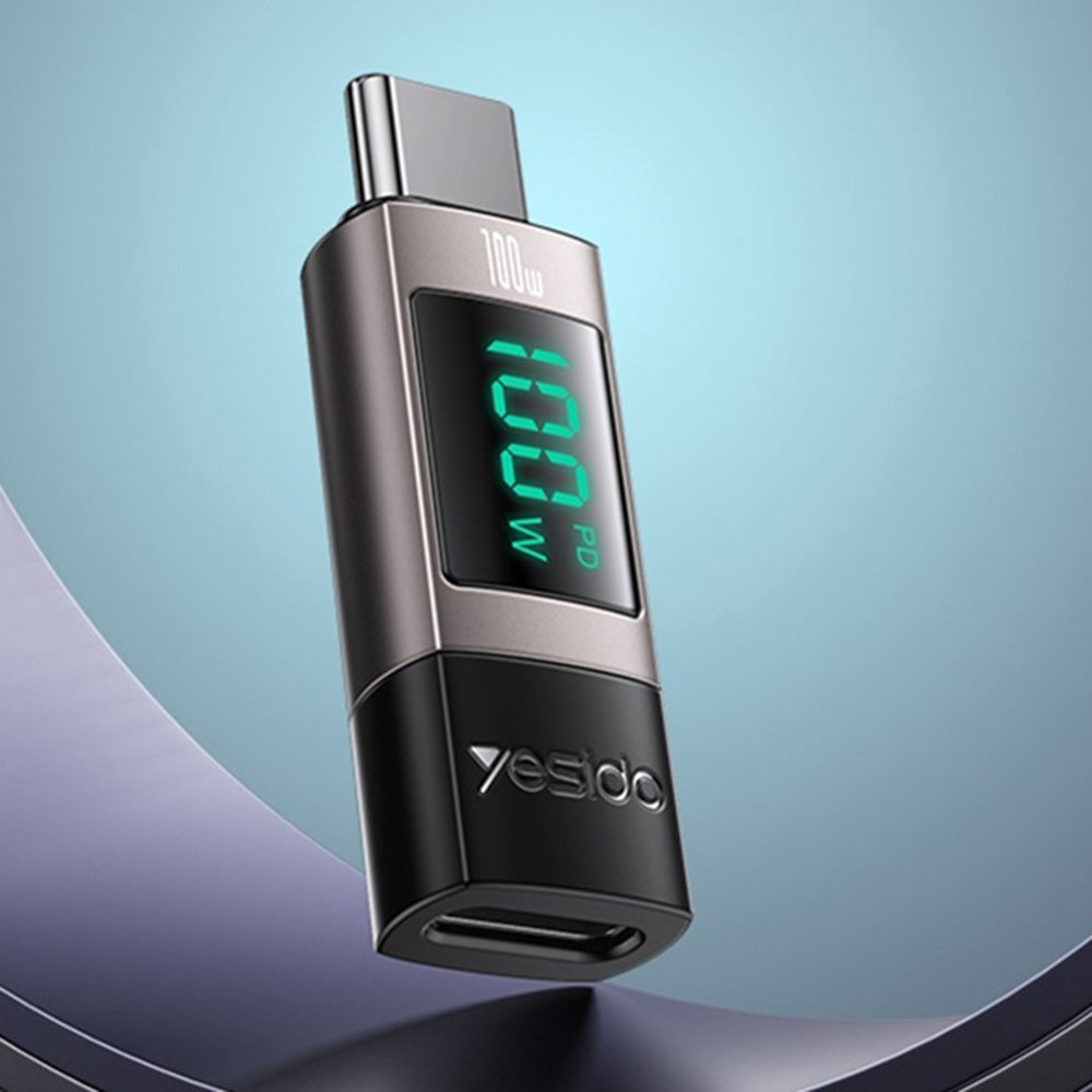 Adaptér na dáta a nabíjanie USB-C - USB-C Yesido GS24 Display, Sivý