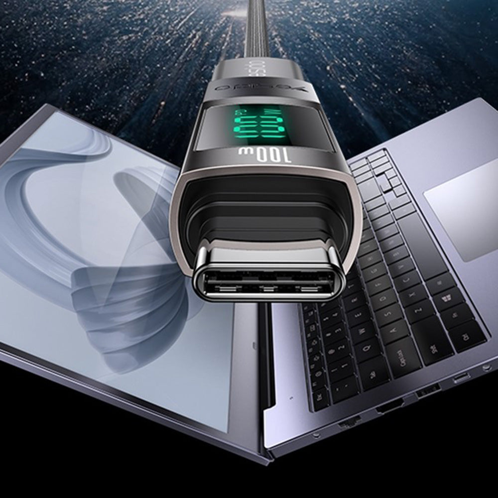 Adaptér na dáta a nabíjanie USB-C - USB-C Yesido GS24 Display, Sivý
