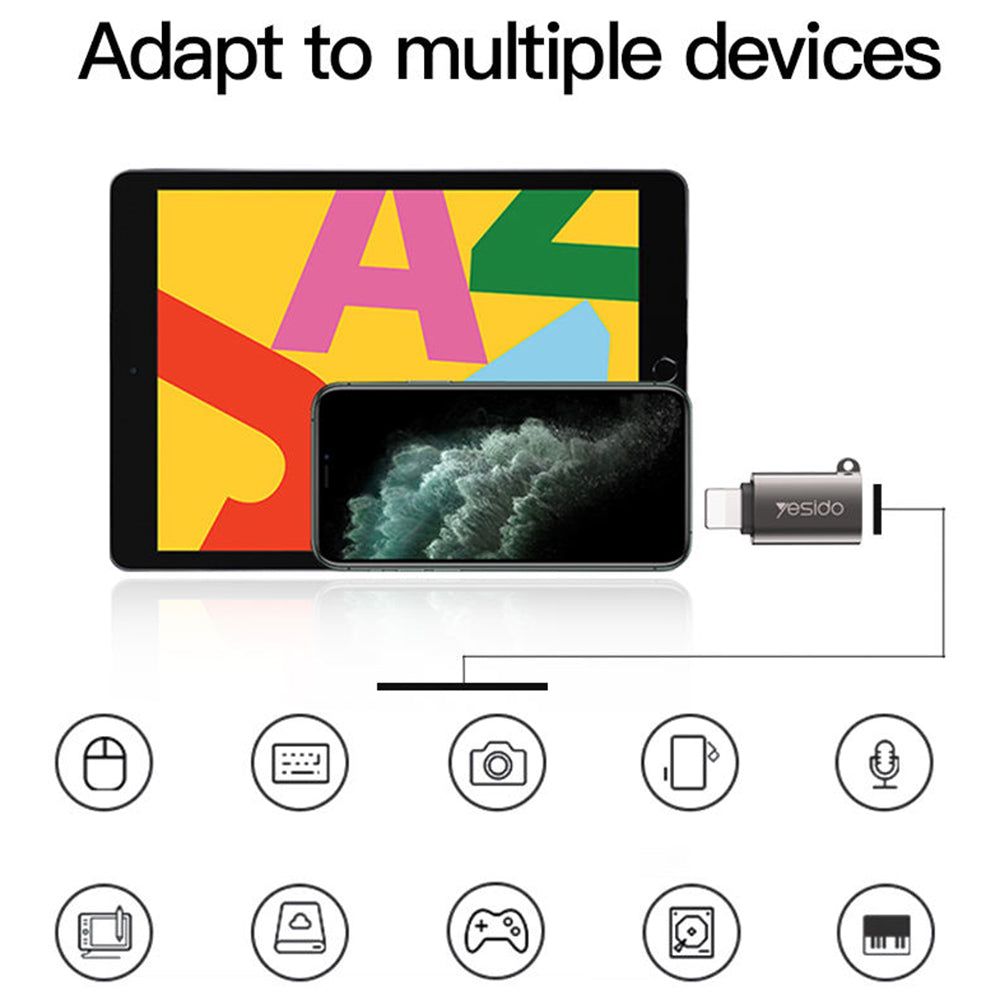 Adaptér OTG Lightning - USB-A Yesido GS14, Čierny