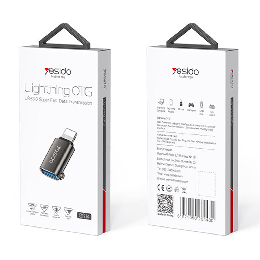 Adaptér OTG Lightning - USB-A Yesido GS14, Čierny