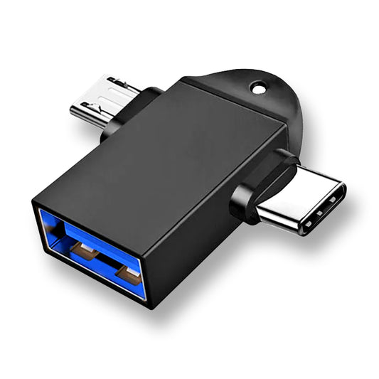 Adaptér OTG microUSB / USB-C - USB-A Techsuit A16 TwoVoltX, čierny