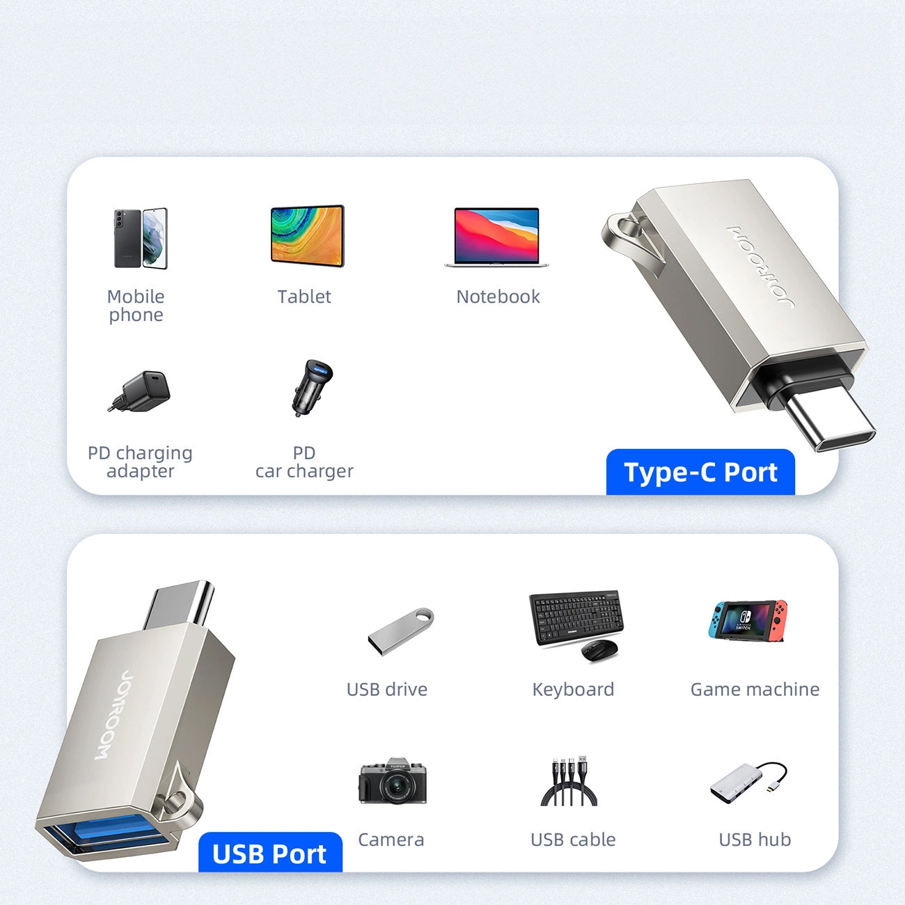 OTG adaptér USB-C - USB-A Joyroom S-H151, Strieborný