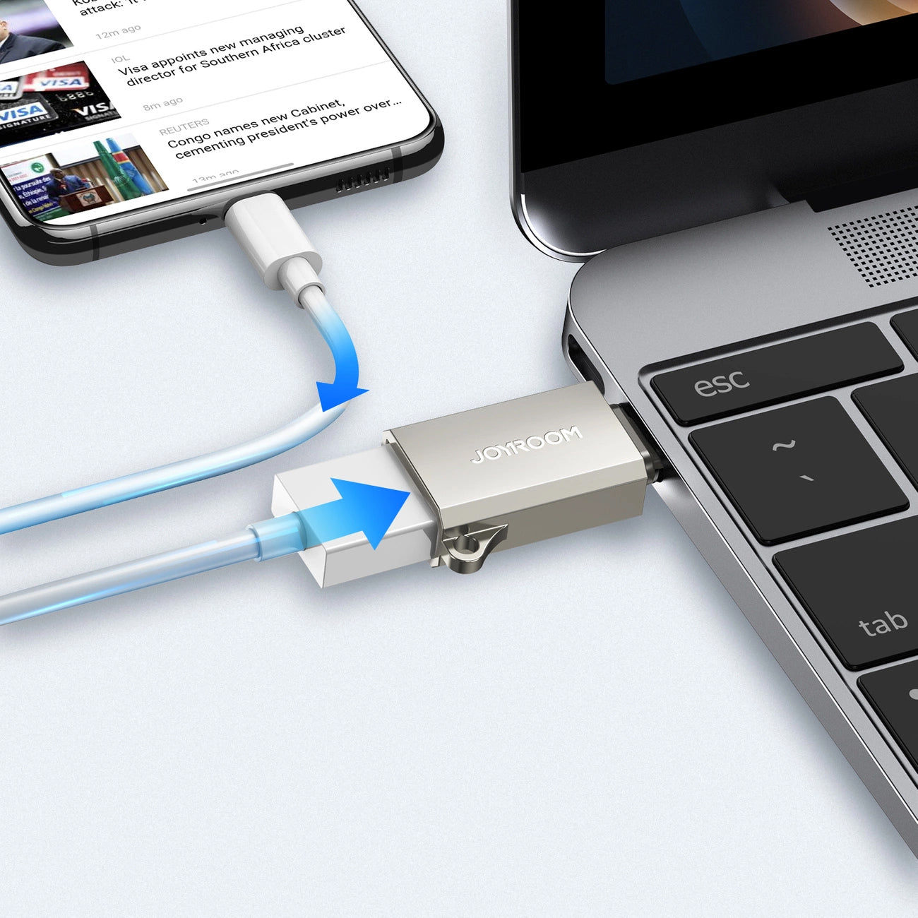 OTG adaptér USB-C - USB-A Joyroom S-H151, Strieborný