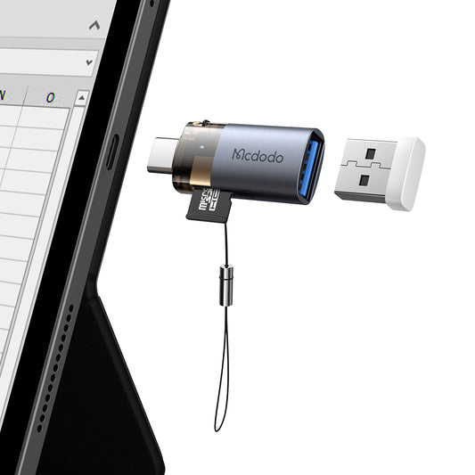 Čítačka kariet USB-C McDodo OT-7600, USB-A (OTG) - microSD, Čierna