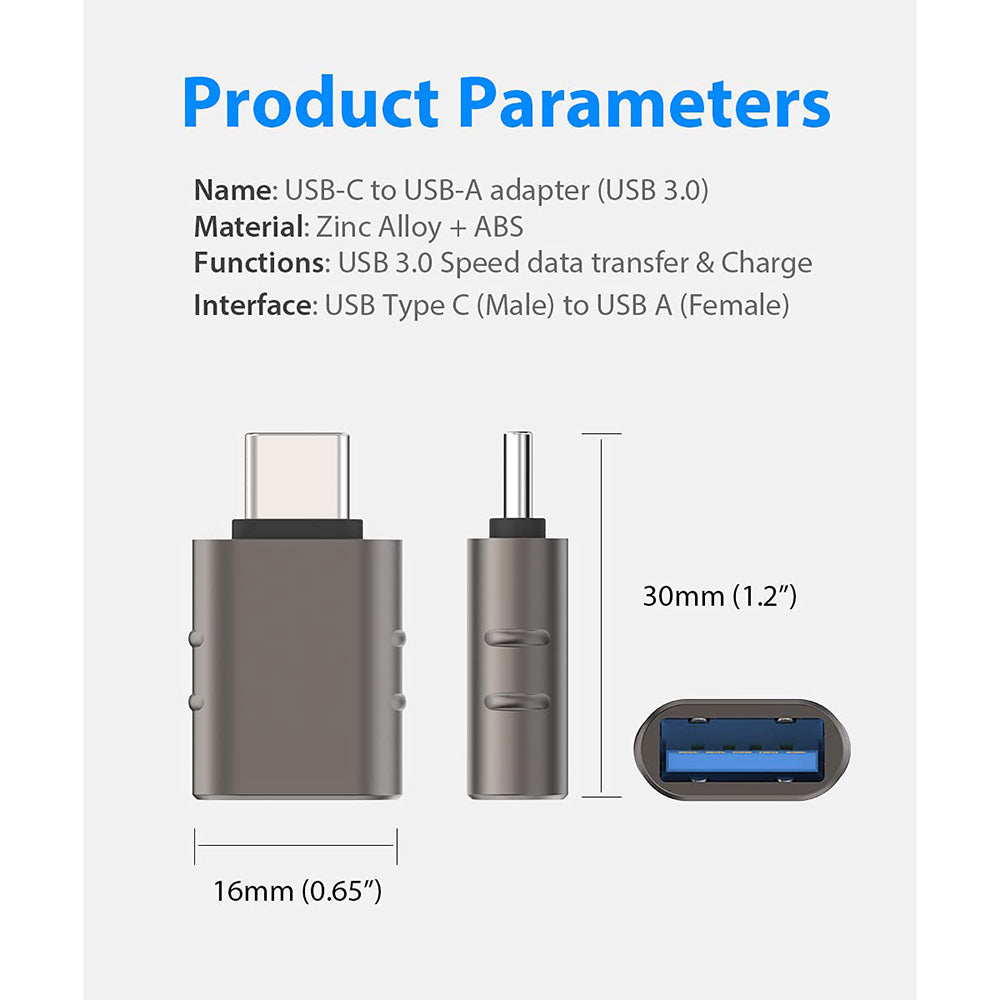 Adaptér OTG USB-C - USB-A Techsuit A10 SlateVolt, Sivý