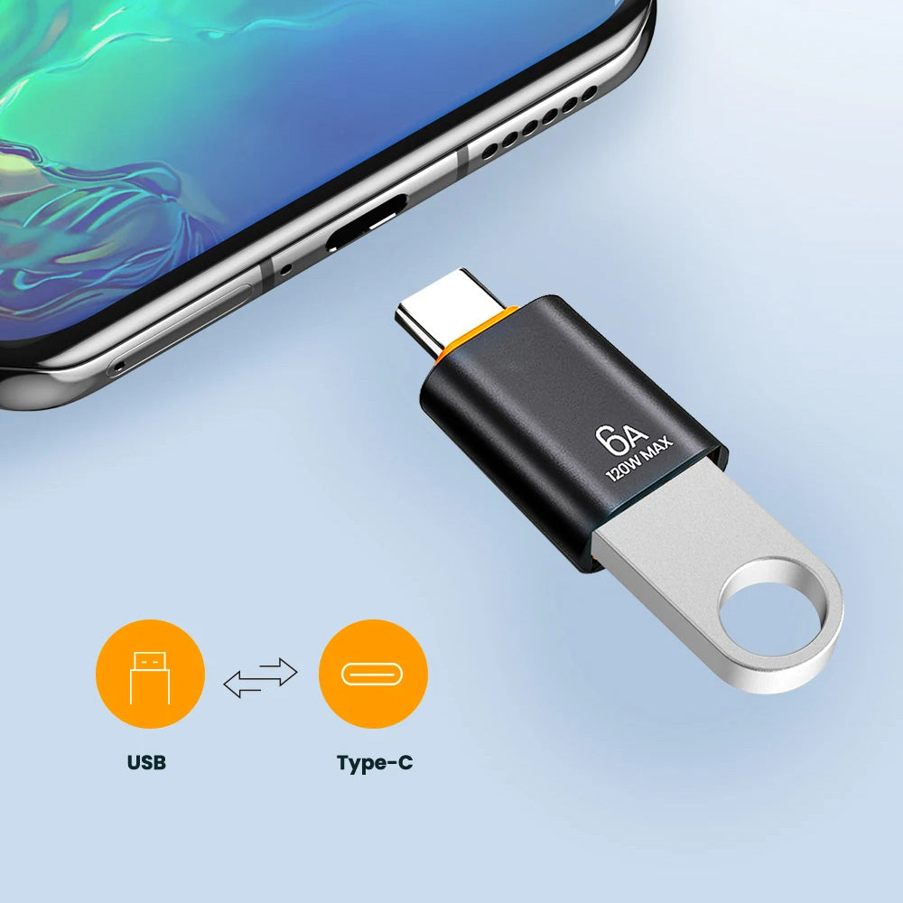 OTG USB-C to USB-A Techsuit A2 HyperPort Adapter, Black Orange