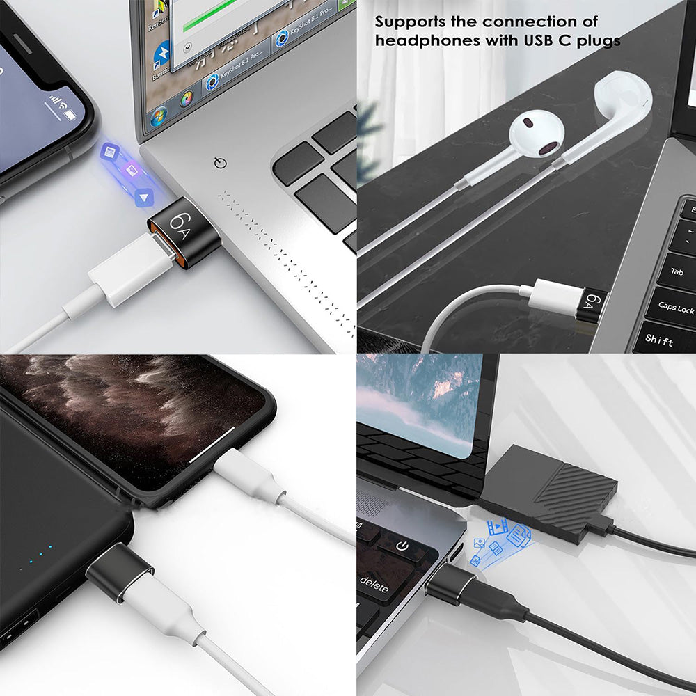 USB-C to USB-A Data and Charging Adapter Techsuit A4 HyperPort, Black Orange