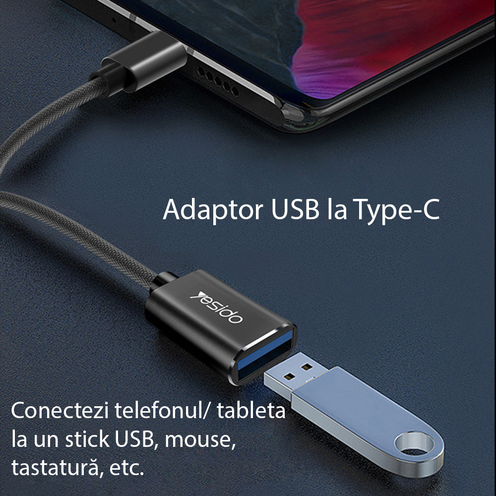Adaptér OTG USB-C - USB-A Yesido GS01, Čierny