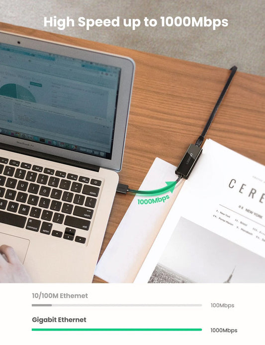 Sieťová karta UGREEN CR111, RJ45, USB 3.0, čierna