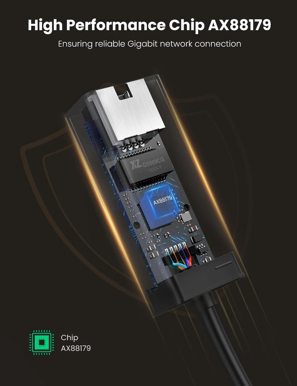 Sieťová karta UGREEN CR111, RJ45, USB 3.0, Čierna