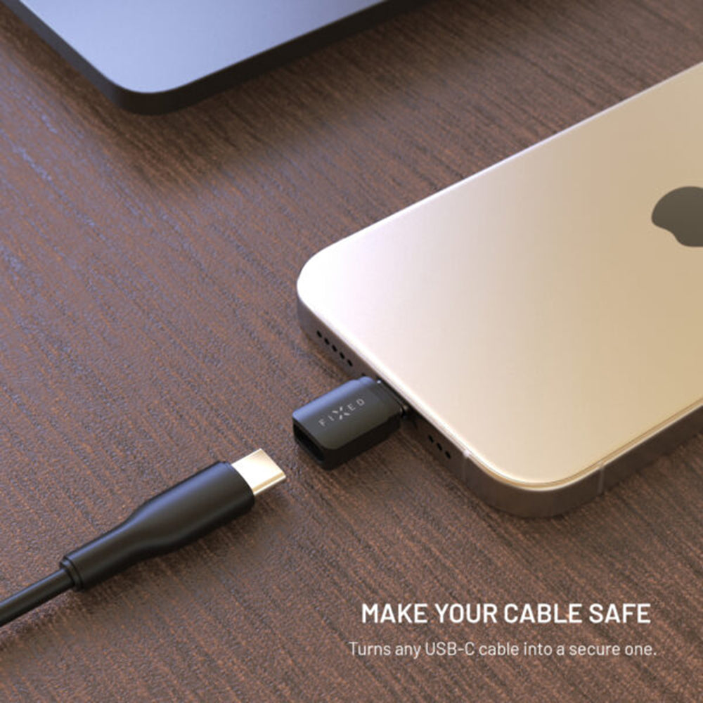 USB adaptér Fixed Data Lock, USB-A / USB-C, 2v1, čierny