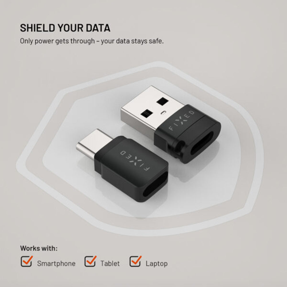 USB adaptér Fixed Data Lock, USB-A / USB-C, 2v1, čierny