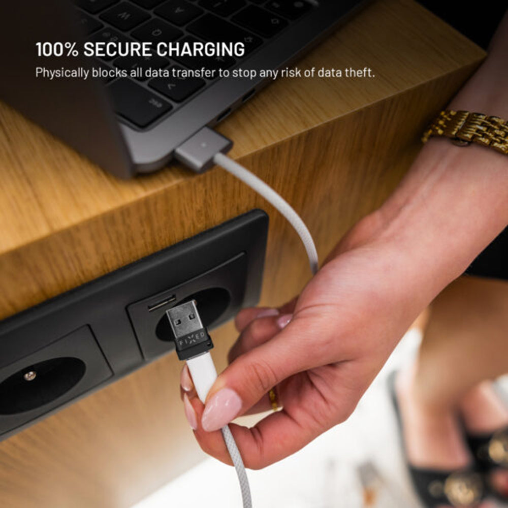 USB adaptér Fixed Data Lock, USB-A / USB-C, 2v1, čierny