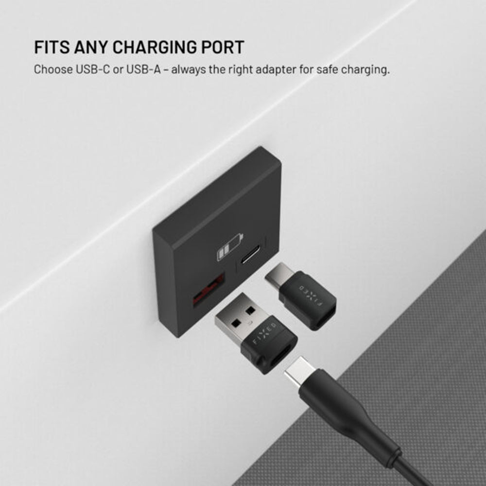 USB adaptér Fixed Data Lock, USB-A / USB-C, 2v1, čierny