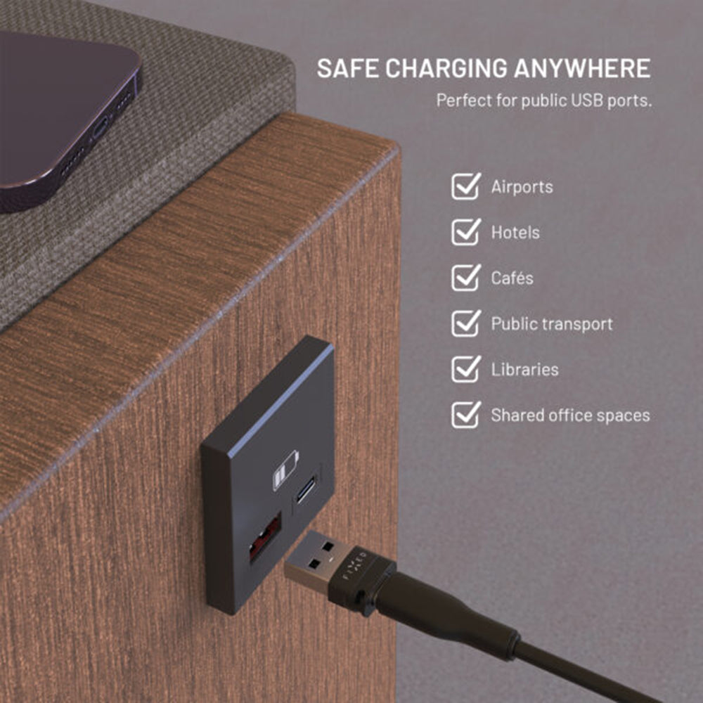USB adaptér Fixed Data Lock, USB-A / USB-C, 2v1, čierny
