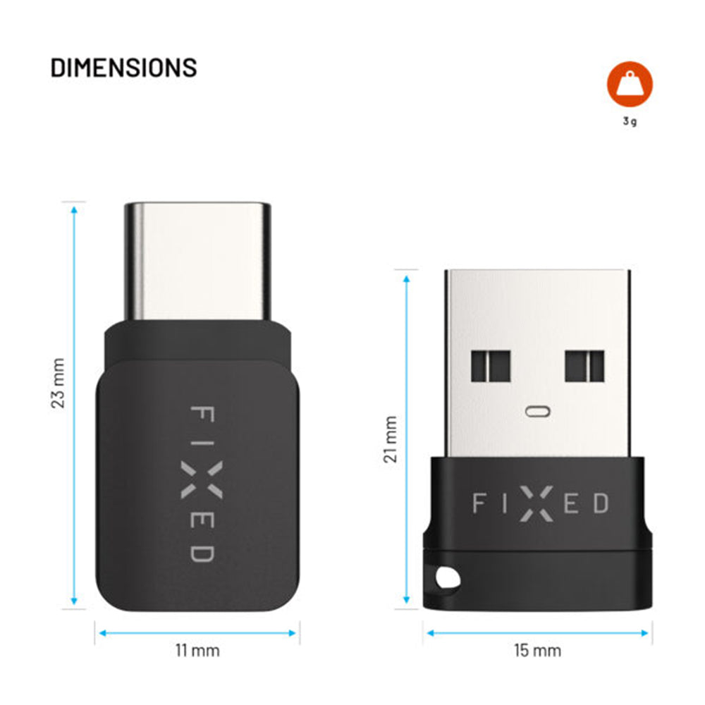 USB adaptér Fixed Data Lock, USB-A / USB-C, 2v1, čierny