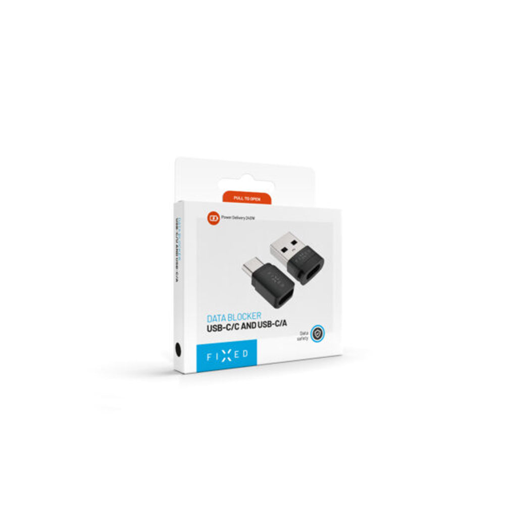 USB adaptér Fixed Data Lock, USB-A / USB-C, 2v1, čierny